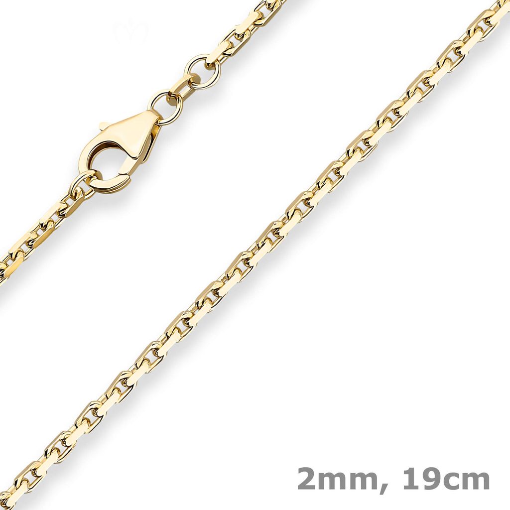 2mm Armband Ankerkette diamantiert Armschmuck aus 585 Gold Gelbgold 19cm