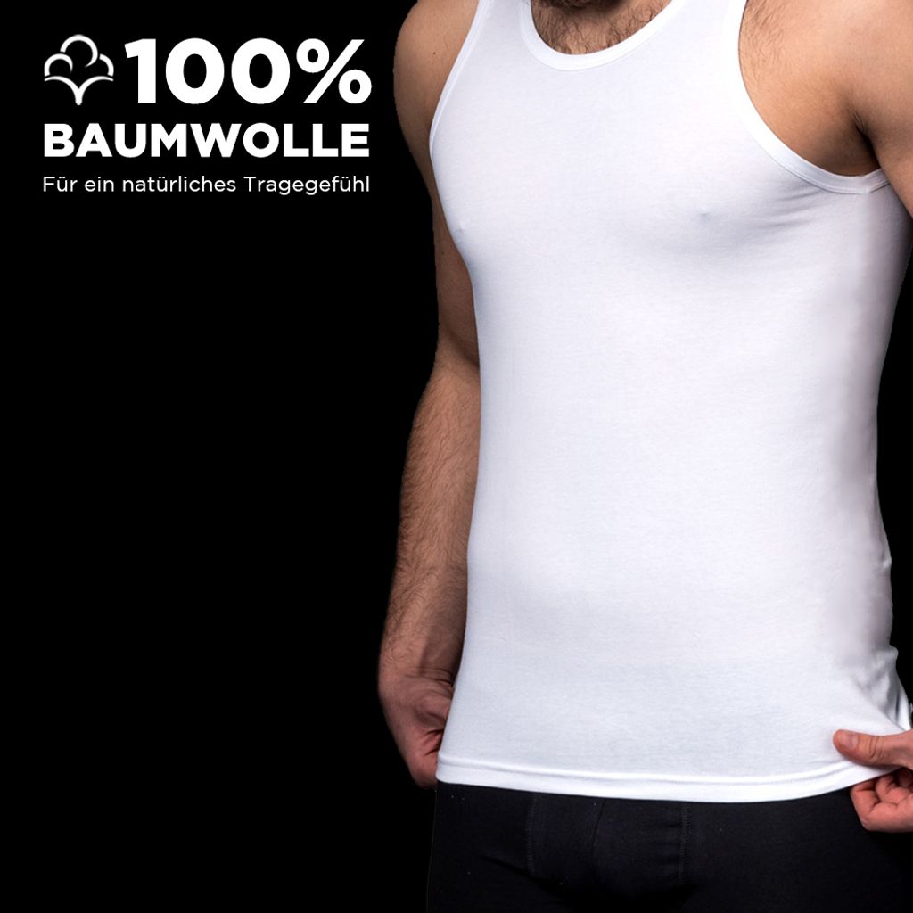 2 Stück Herren Shirt TankTop Unterhemd Unterwäsche Ärmellos 100% Baumwolle 1160