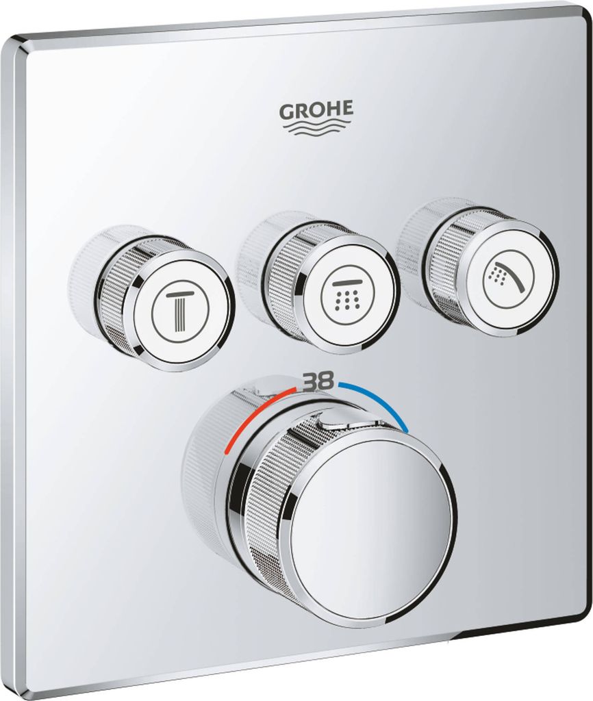 GROHE Thermostat Grohtherm SmartControl 29126 eckig FMS 3 Absperrventile chrom
