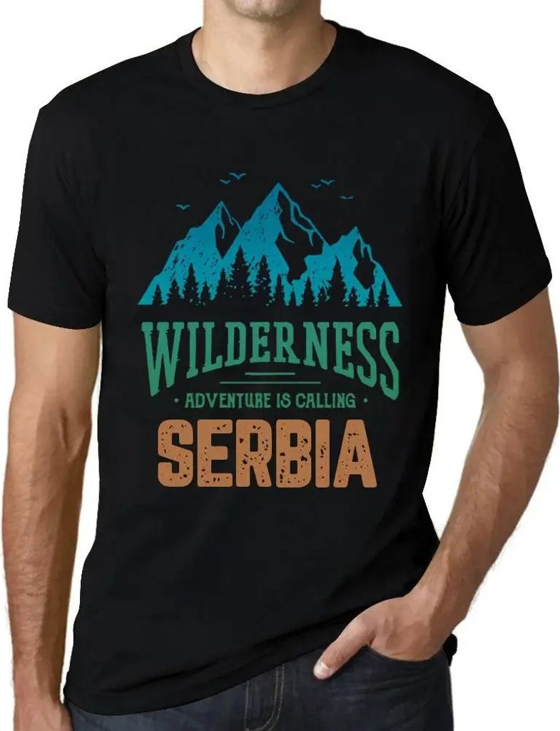 Herren Grafik T-Shirt Wildnis Abenteuer ruft in Serbien – Wilderness, Adventure Is Calling Serbia – Öko-Verantwortlich Vintage Jahrgang Kurzarm