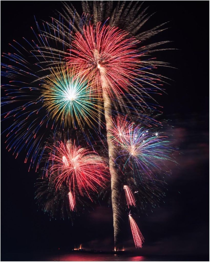 Wallario Poster - Feuerwerk bei Nacht, Kunstdruck Größe: 40 x 50 cm