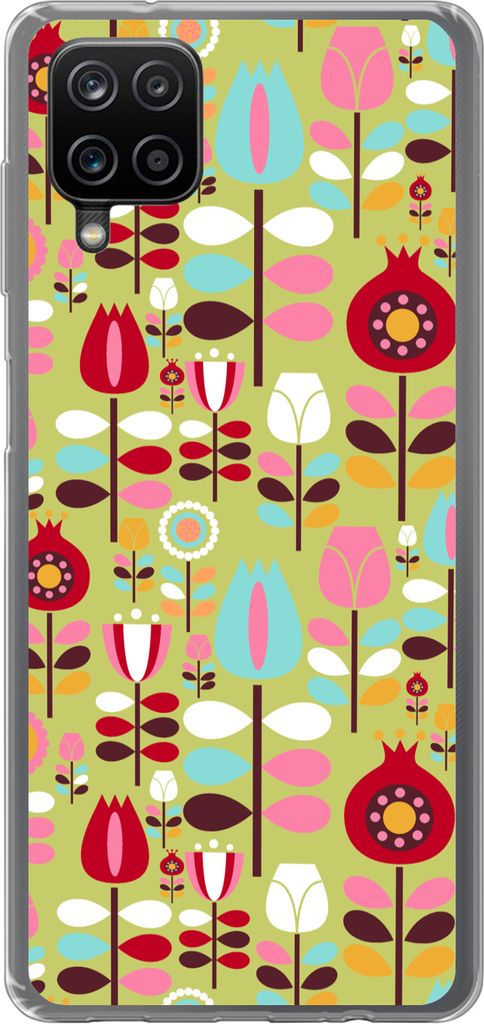 MuchoWow Handyhülle Schutzhülle Hülle für Telefoonhoesje Samsung Galaxy A12 Muster - Blumen - Farben Silikon Softcase Handy Hülle - Bild