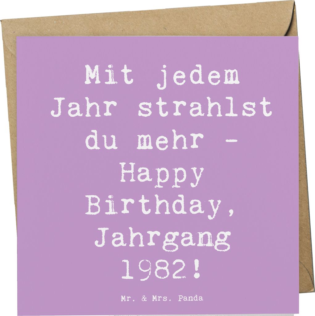 Mr. & Mrs. Panda Klappkarte Spruch 1982 Geburtstag Glanz - Lavendeltraum - Geschenk, faltkarte, Geburtstagsgeschenk, Alter, Grußkarte, anlasskarte...