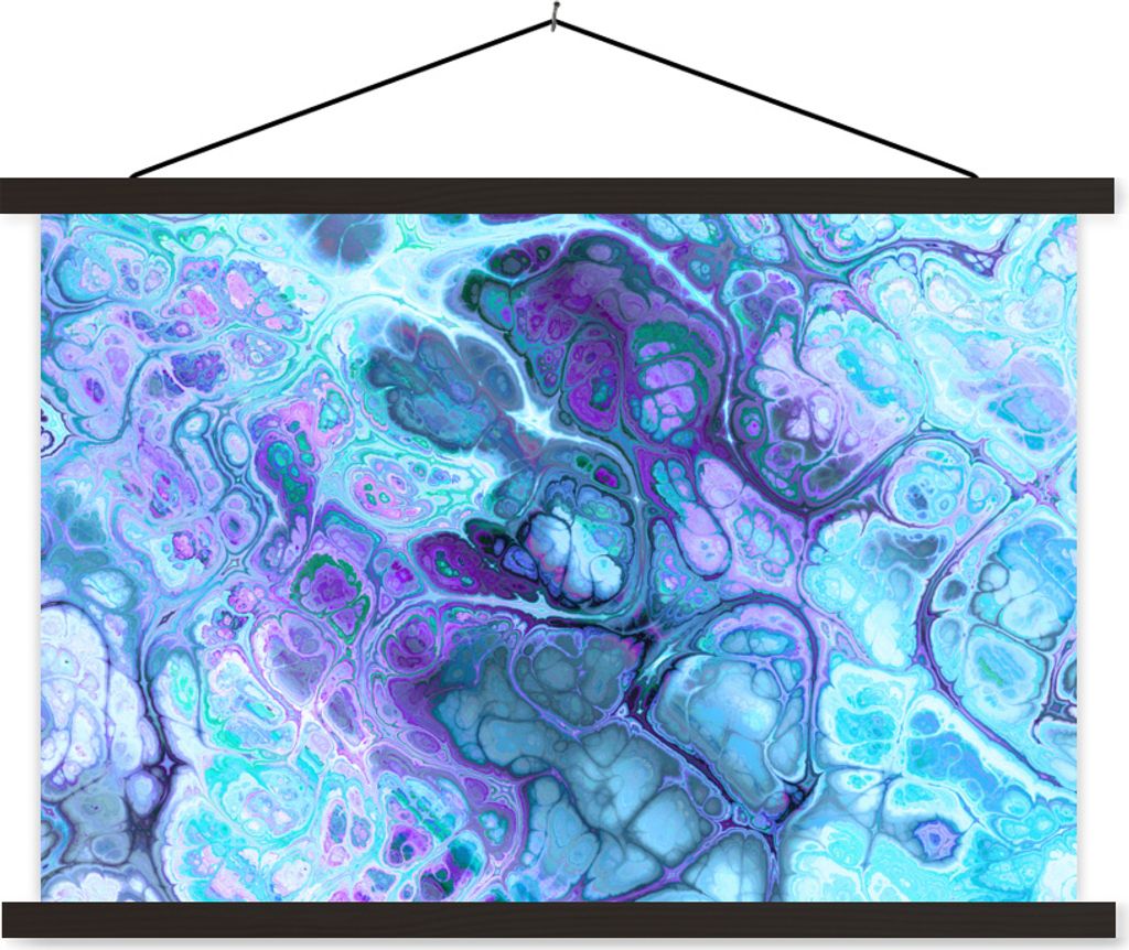 MuchoWow Textilposter Kunst - Golf - Blau - Psychedelisch 120x80 cm mit schwarzem Rahmen - Wanddeko