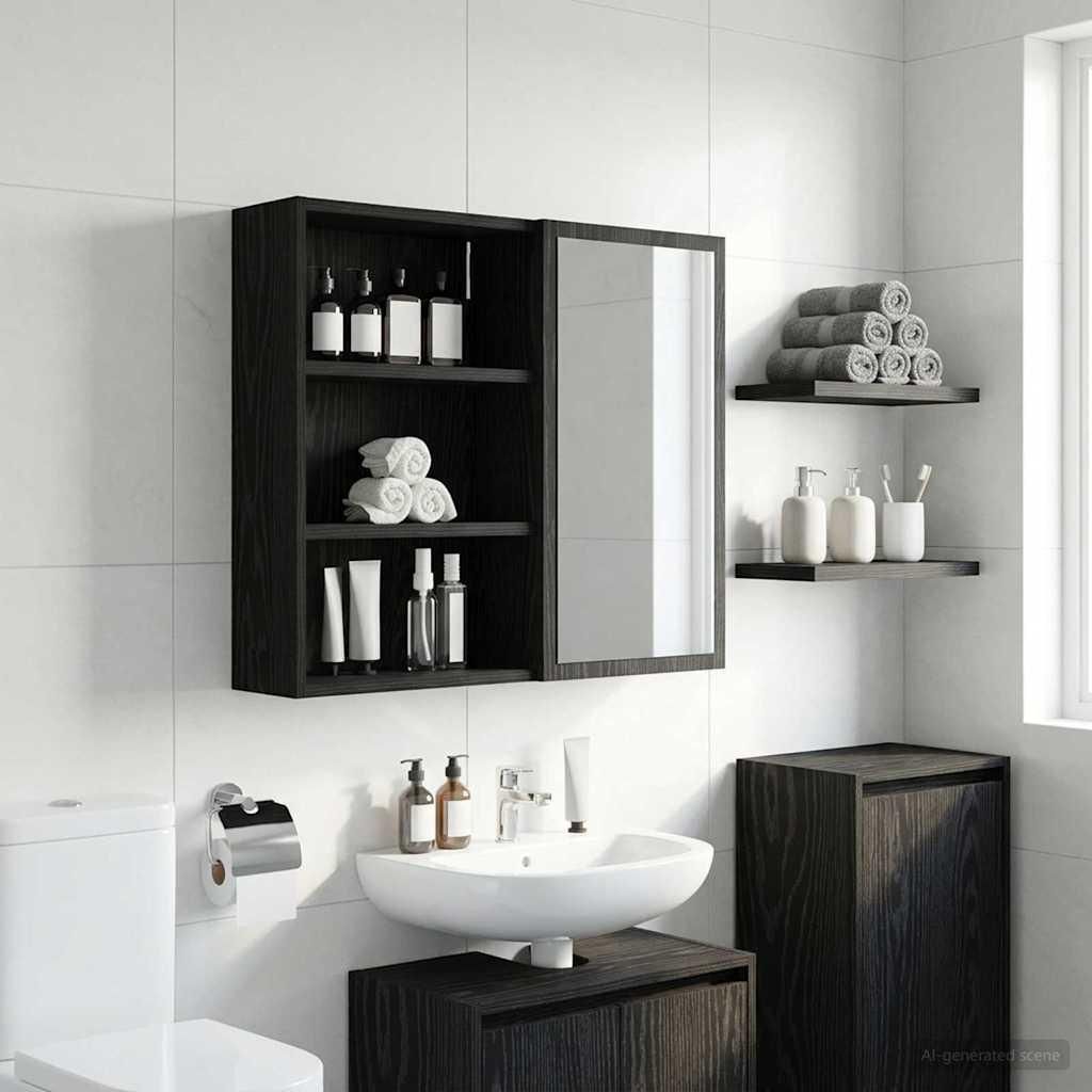 vidaXL Badezimmer-Wandschrank Schwarze Eiche 40 x 16 x 62,5 cm