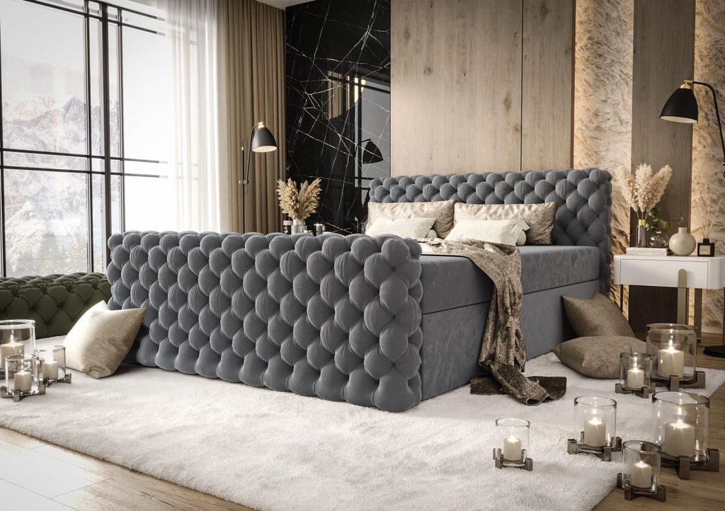 Figo IV B&B Home Boxspringbett Figo IV, 200x200 cm, Blau, Produktbild 