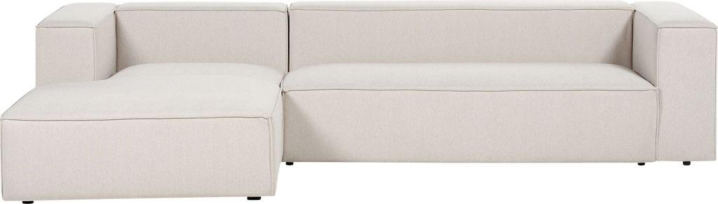 BELIANI Ecksofa Beige Stoff L-förmig 3-Sitzer Sofa mit Chaiselongue Rechtsseitig Wohnzimmermöbel Modern Wohnzimmer Ausstattung Wohnecke Sitzecke