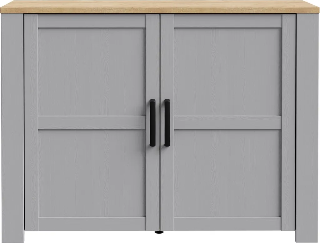 Rangement optimisé commode BOHOL 2 portes chêne 116cm gain de place