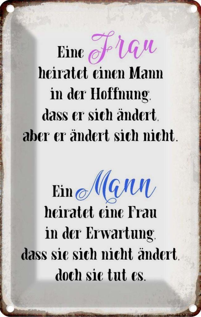 vianmo Blechschild 30x20 cm eine Frau heiratet einen Mann Familie Freunde