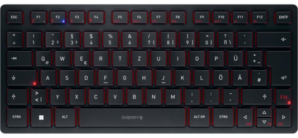 CHERRY TAS KW 9200 MINI Wireless DE-Layout schwarz Produktbild 