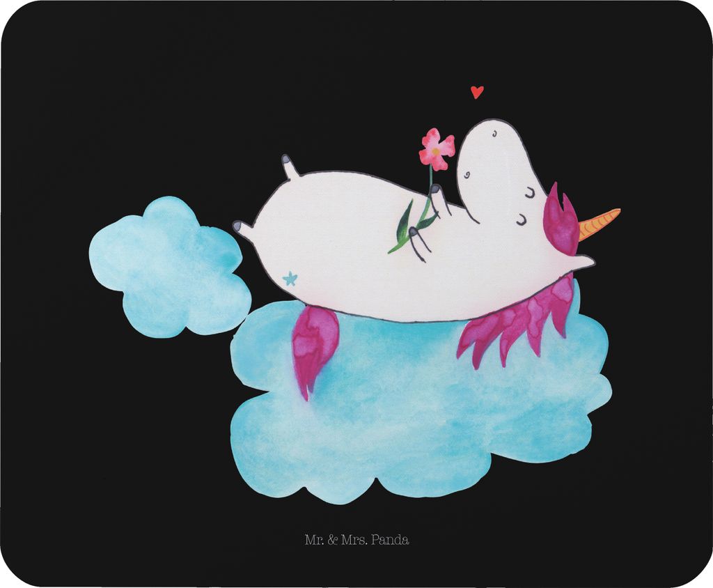 Mr. & Mrs. Panda Mauspad Einhorn Verliebt - Schwarz - Geschenk, pc, Mouse Pad, Einhörner, Unicorn, Mousepad, computermatte, Wolke, mousematte, Liebe