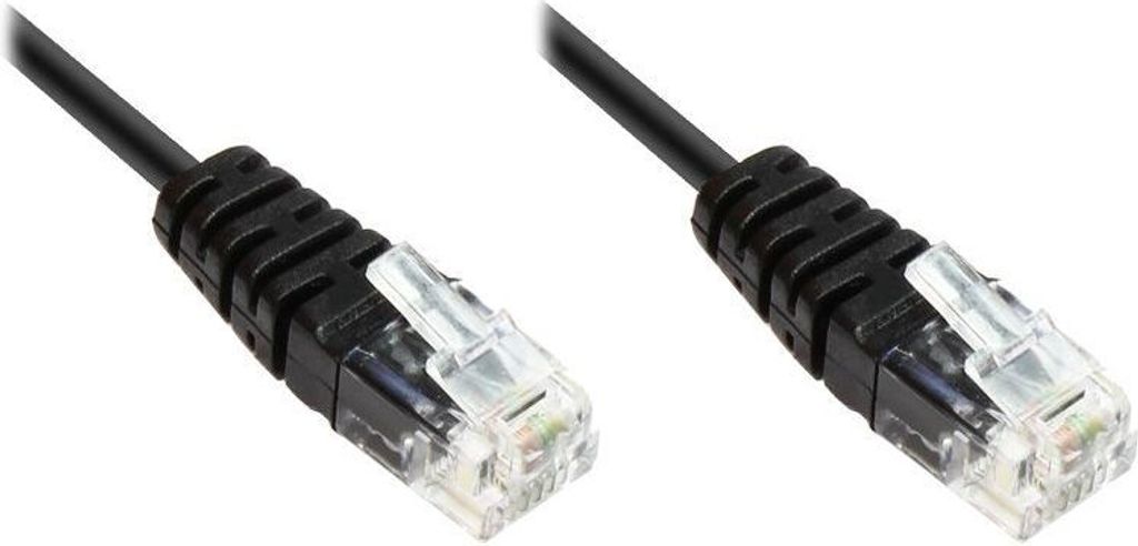 ISDN-Anschlusskabel, 2x RJ11 Stecker, 4-adrig, rund, schwarz, 2m, Good Connections