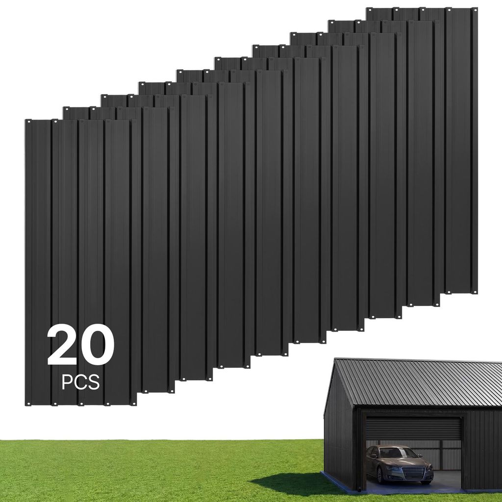 VEVOR 20er Trapezblech Set, 1080x426 mm Lackiertes Dachblech aus Verzinktem Stahl, Wetterfestes Profilblech mit Regenrillen, Wellplatten Schlagfest...