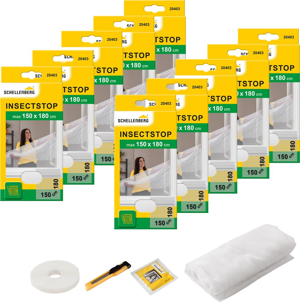 Schellenberg 10er Pack 20403 Fliegengitter für Fenster, Insektenschutz ohne Bohren, zuverlässiger Schutz gegen Mücken, Fliegen, Insekten & Ungez...