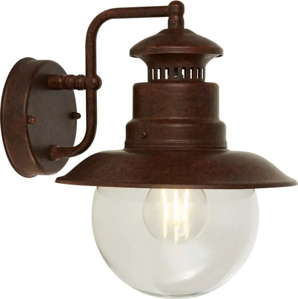 STATION 1-flammig LUCE DA PARETE/PORTIGLIO ESTERNO - MARRONE RUSTICO con vetro chiaro