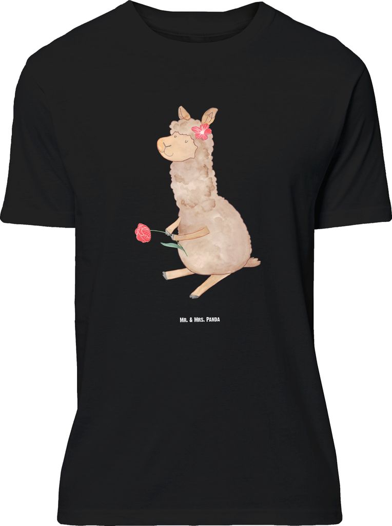 Mr. & Mrs. Panda Größe L T-Shirt Alpaka Blume - Schwarz - Geschenk, Lama, Tshirt, Spruch, mit, Shirt, Lamas