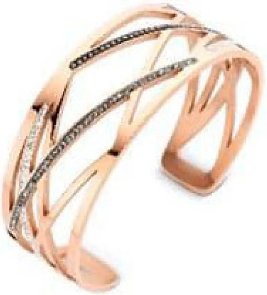 Victoria Bracciale color oro rosa con pietre bianche e nere