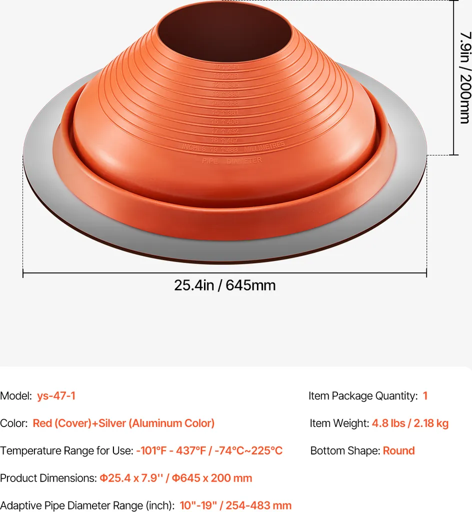 Manchette étanche pour ventilation et cheminée extérieure VEVOR Pro