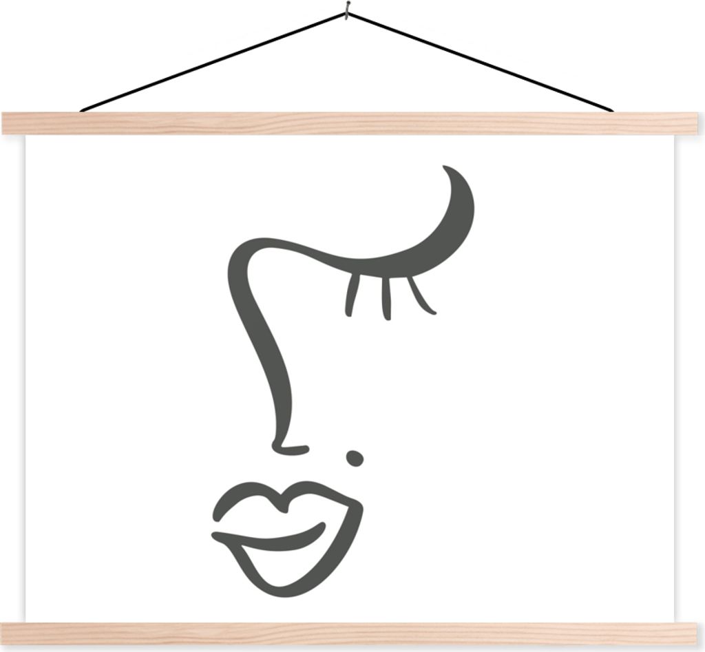 MuchoWow® Textilposter Frau - Gesicht - Minimalismus 60x45 Produktbild 