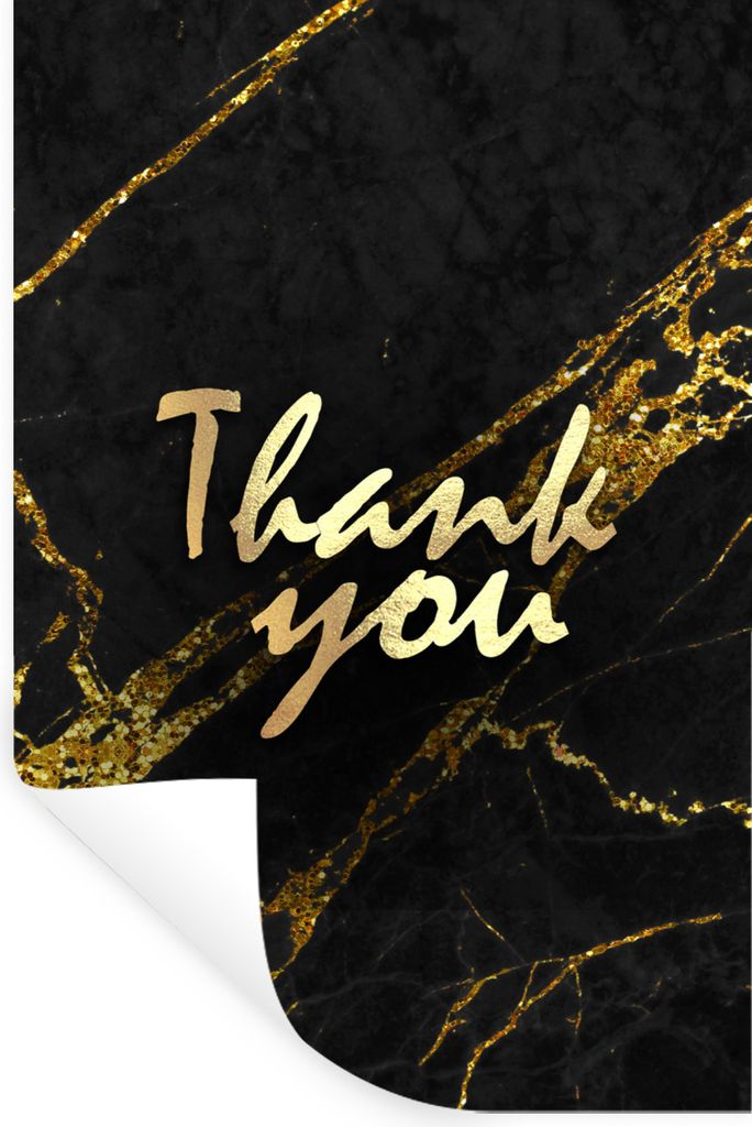 MuchoWow Wandtattoo Wandsticker Wandaufkleber Zitate - Dank - Gold - Marmor 80x120 cm Selbstklebend und Repositionierbar - Repositionierbar - Was...