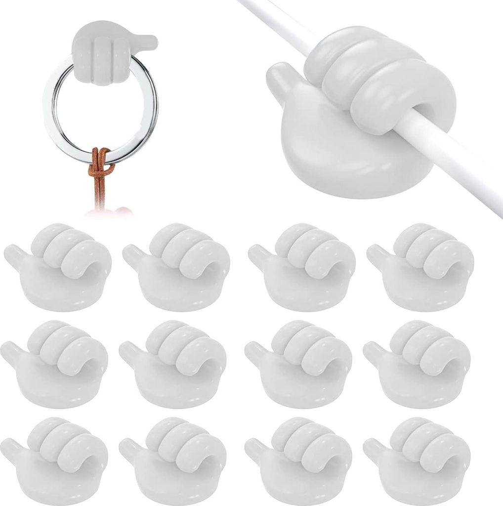 Selbstklebende Handhaken - 12 Stück - Daumen hoch - Kreative Wandhaken - Silikon - Kabelclips