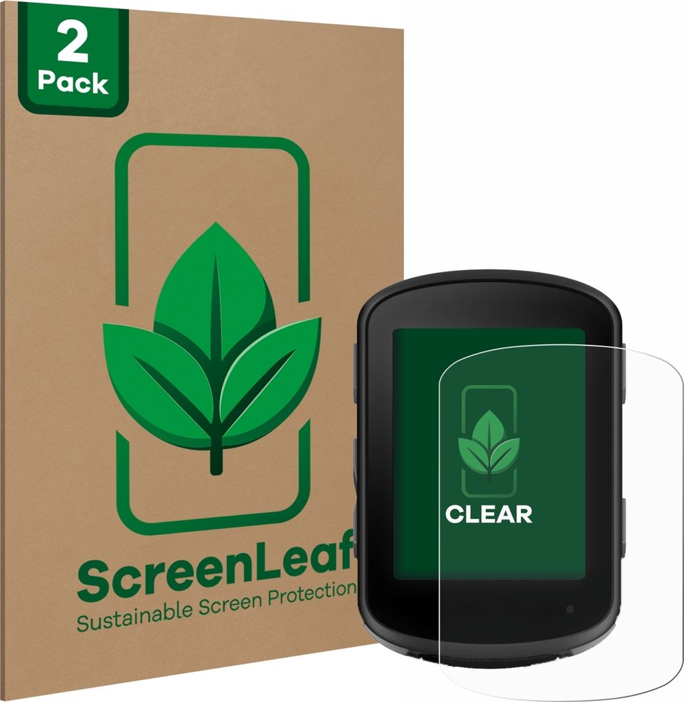 2x ScreenLeaf Schutzfolie für Garmin Edge 540 / Edge 840 nachhaltiger Displayschutz Display Schutz Folie Klar Transparent