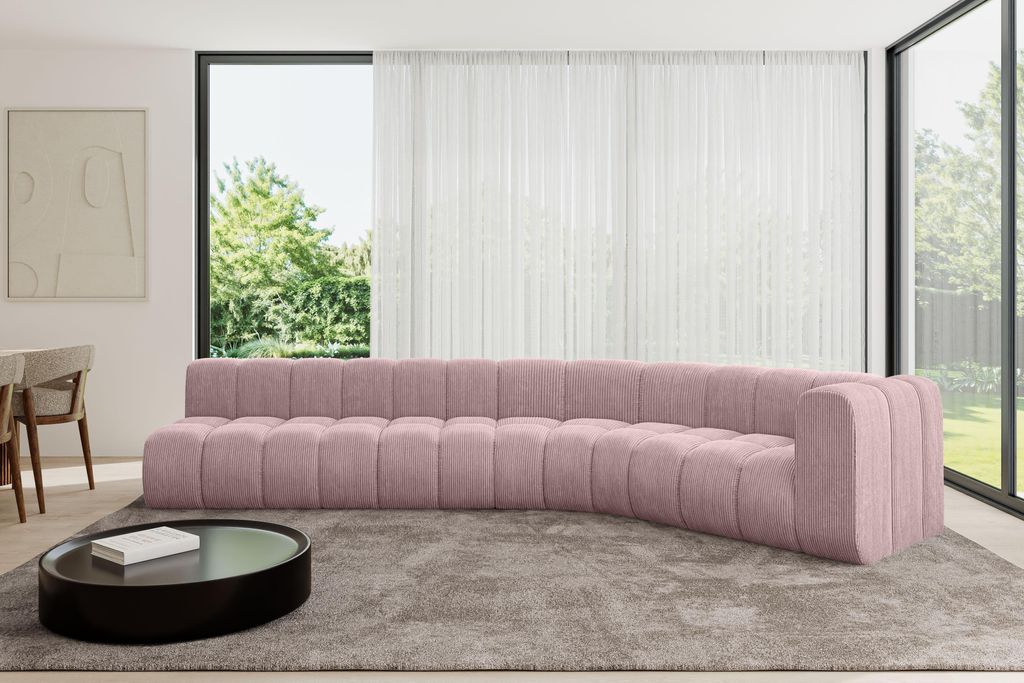 ALTDECOR Modulares Sofa Ecksofa in L-Form - Karex-L2 - 399x194x70 cm Rosa - Corner modular Sofa Eckcouch Couch Wohnlandschaft Cauchsofa Bodensofa P...