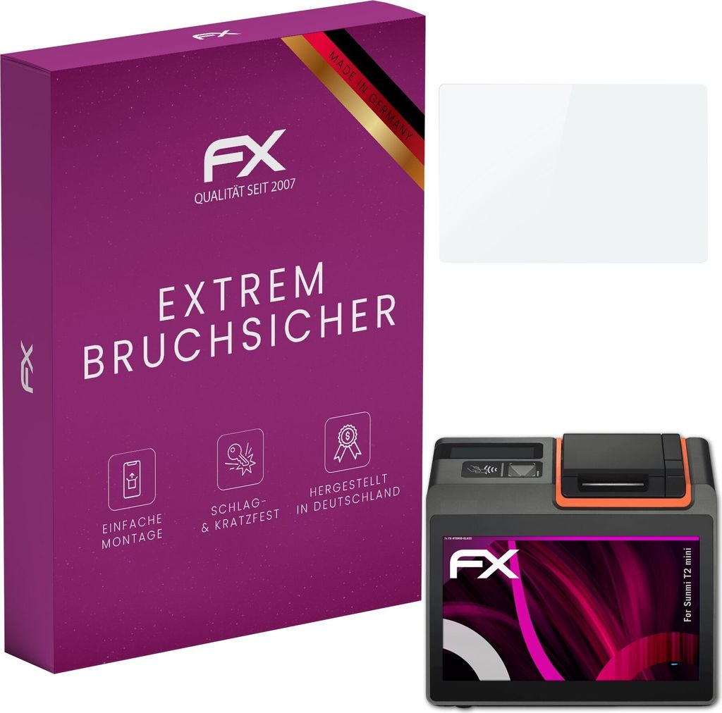 atFoliX FX-Hybrid-Glass Displayfolie kompatibel mit Sunmi T2 mini Glasfolie