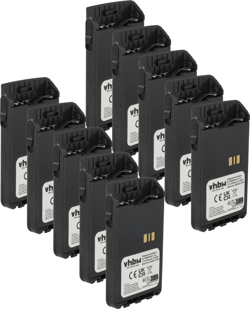 vhbw 10x Akku kompatibel mit Motorola XiR DP3661, DP3000e, E8628i, E8608i, E8668, E8608, E8600 Funkgerät, Walkie Talkie (1600 mAh, 7,4 V, Li-Ion)