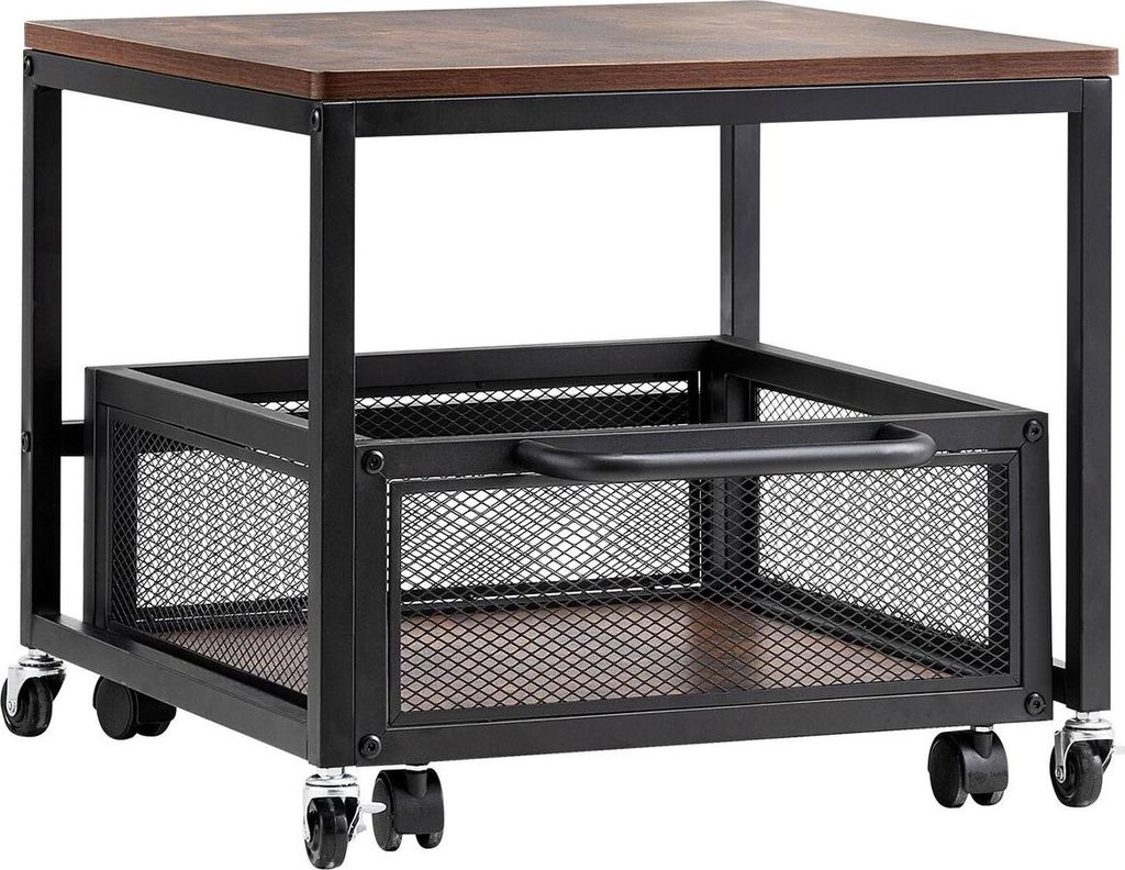 Mini Fridge Stand 198lbs with Storage Cart & Swivel Wheels Dark Brown