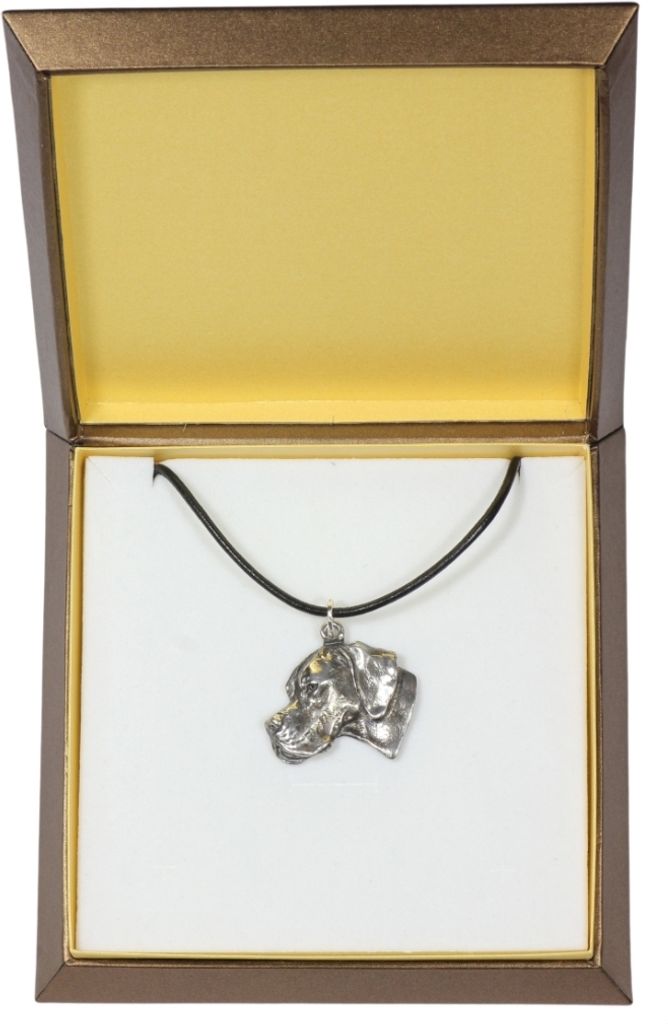 English Pointer, Englischer Pointer I - Hundehalsband in Geschenkbox, versilbertes Medaillon für Hundefans, markanter Anhänger der Marke Art-Dog