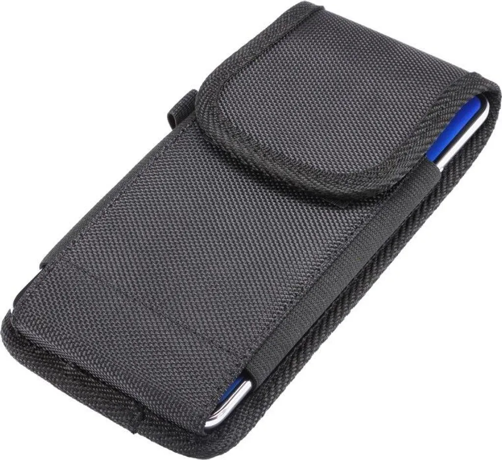 Fondina per Smartphone Blu G71L - DFV mobile Nylon e Pelle Nera - 2