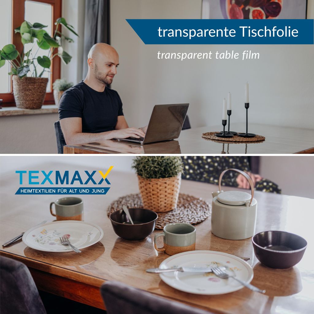 TEXMAXX Tischfolie transparent 2mm mit abgeschrägter Kante