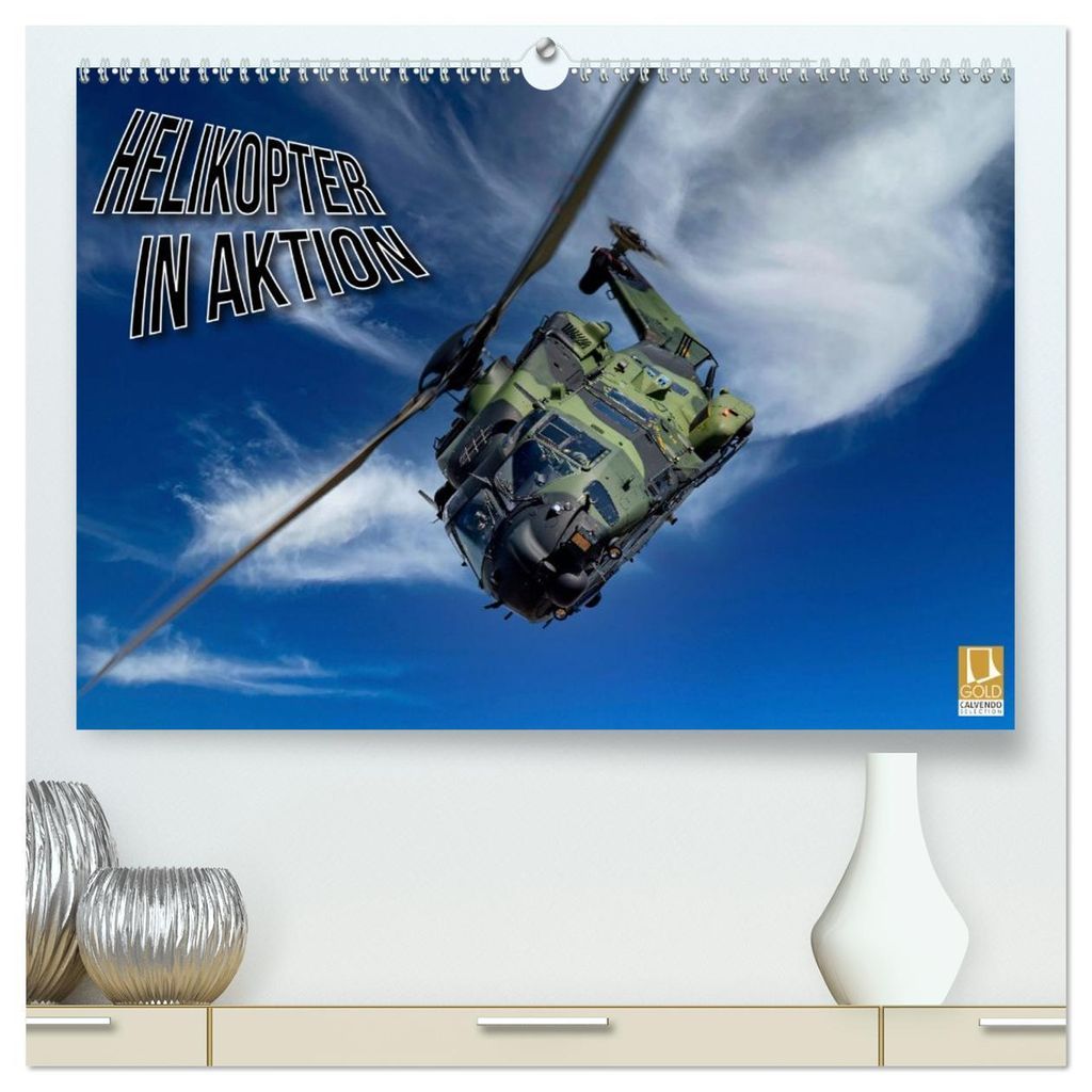 Helikopter in Aktion (hochwertiger Premium Wandkalender 2026 DIN A2 quer), Kunstdruck in Hochglanz