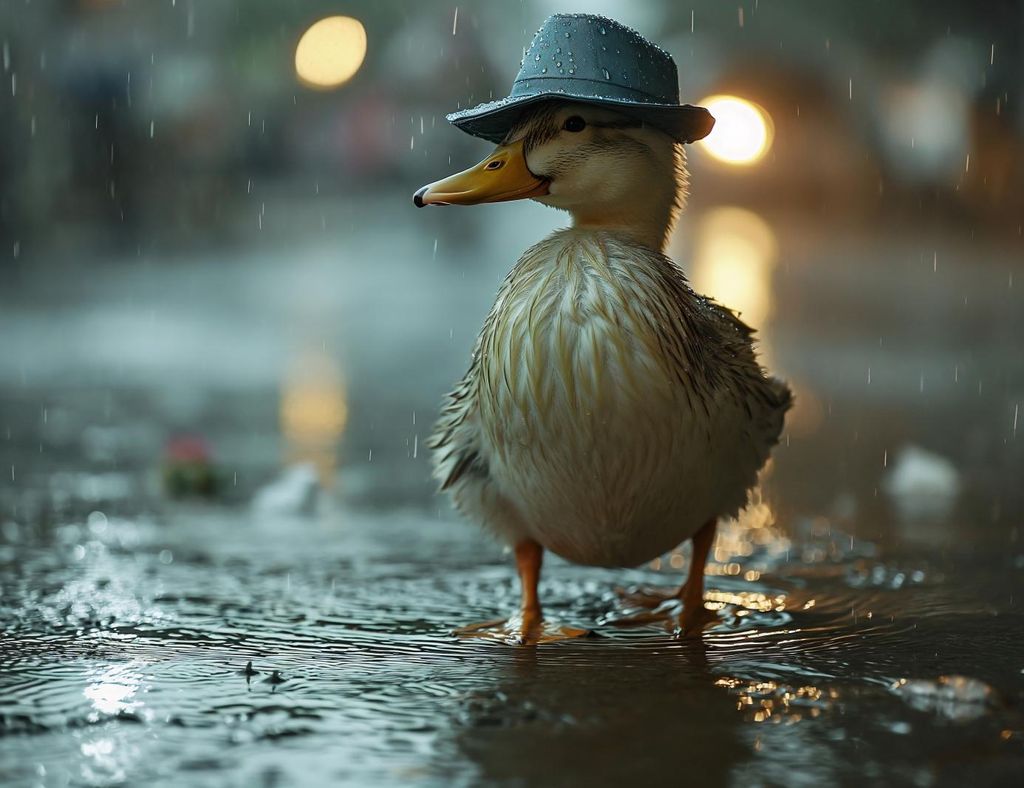 Plakat 65x50cm Ente im Hut