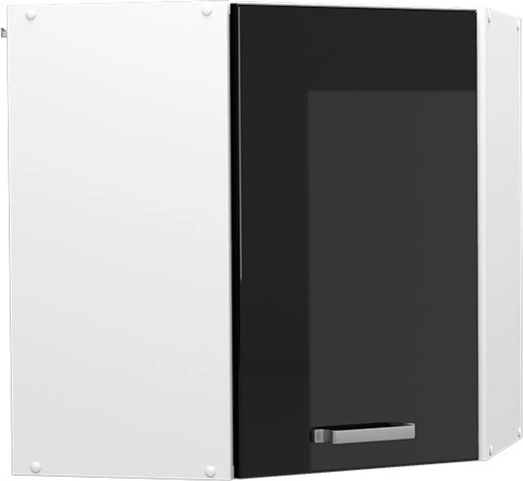 Vicco mobile angolare da cucina R-Line, 57 cm, Nero lucido/Bianco