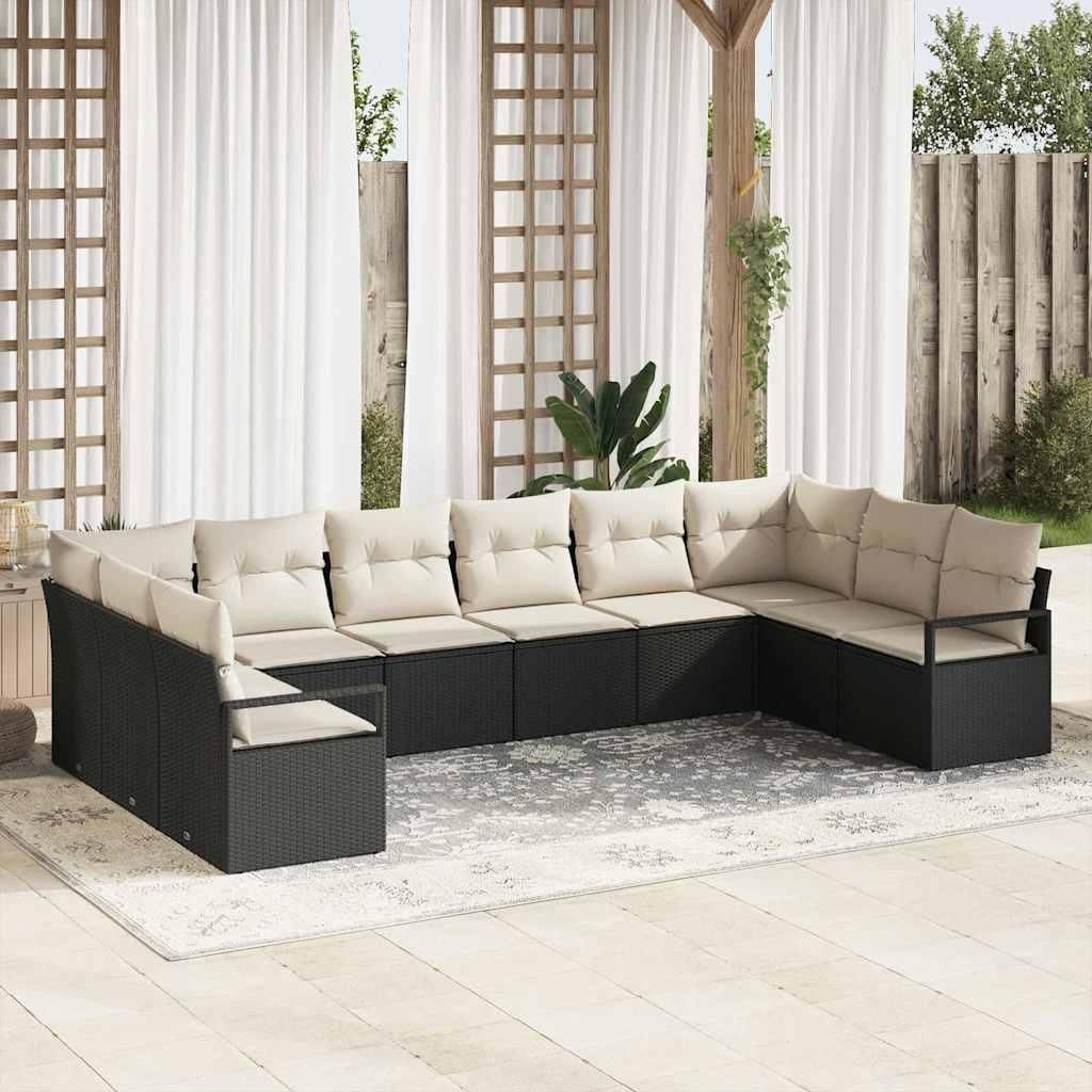 Maison Exclusive - Sofa Set mit Kissen 10 pcs Schwarz Poly-Rattan