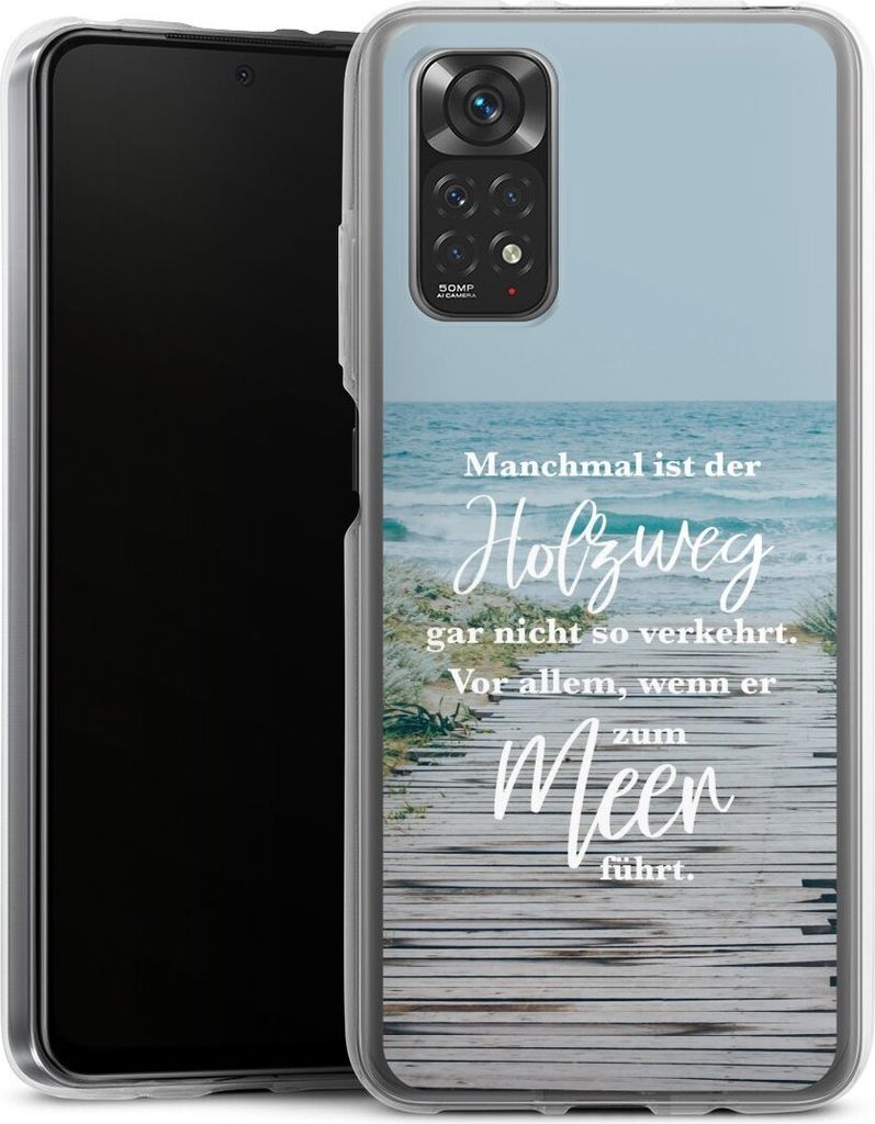 DeinDesign Handyhülle für Xiaomi Redmi Note 11 4G Silikon Hülle Case Smartphone Schutzhülle Statement Strand Spruch