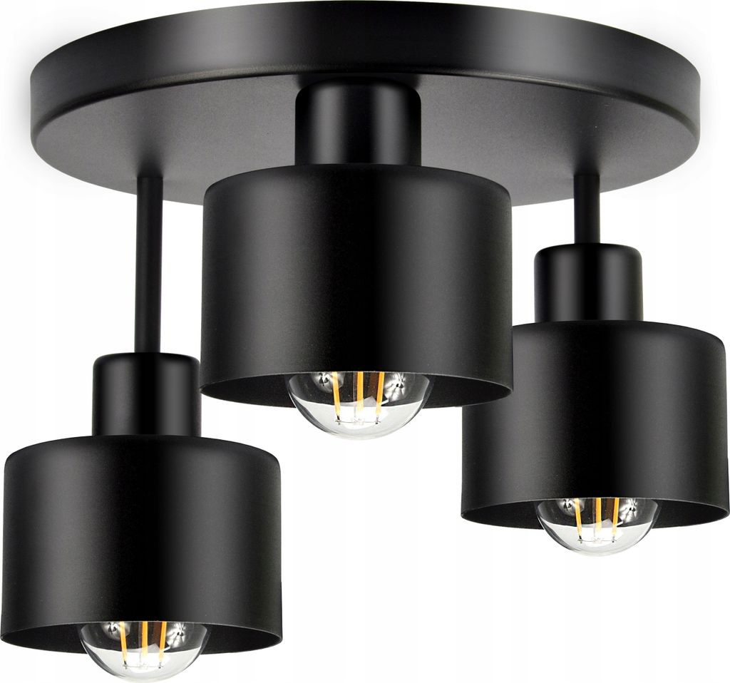 Luxolar - Led Deckenleuchte 3 flammig aus Metal - Hängelampe schwarz E27 60W - Deckenlampe wohnzimmer, Mattschwarz