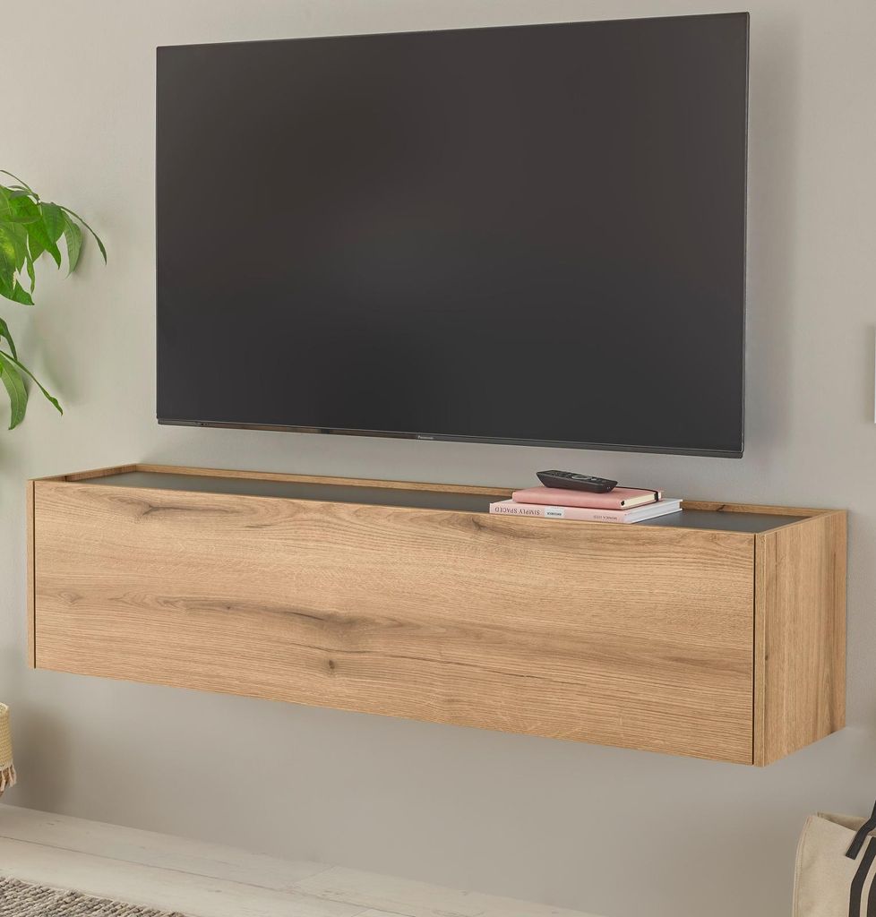 TV-Lowboard "Center" in Evoke Eiche und grau TV-Unterteil hängend 150 cm Hängeschrank