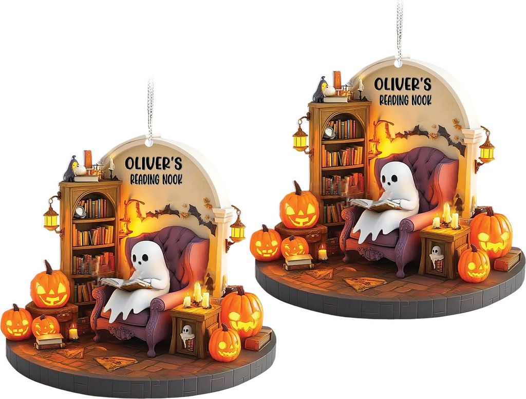 1 Paar Halloween Spooky Ornament Hängender Anhänger Robuste Konstruktion Cartoon Ghost Design Vielseitige Heimdekoration
