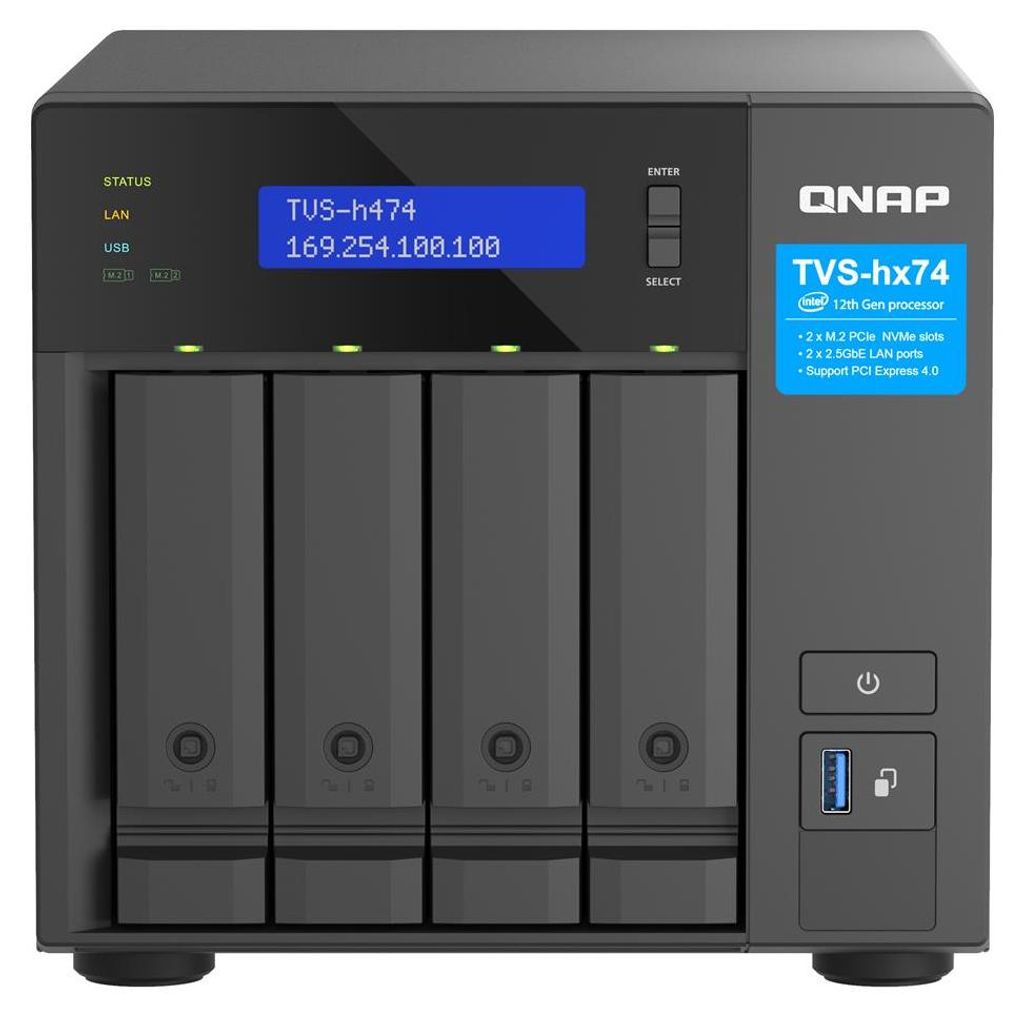 QNAP TVS-H474 NAS Tower Intel® Pentium® G7400 8 GB DDR4 0 Immagine del prodotto 