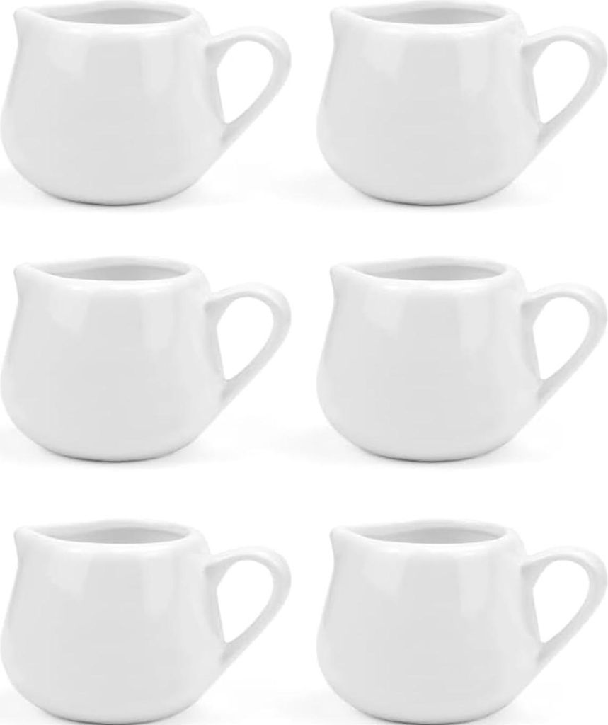 Mini-Milchkännchen - Keramik - Set von 6 Stück - Weiß