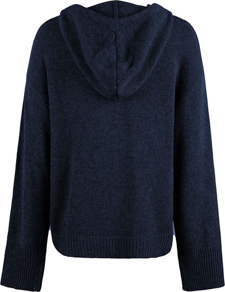 ASKSA Damen Langarm Grobstrickjacke Kordelzug Kurz Produktbild 5