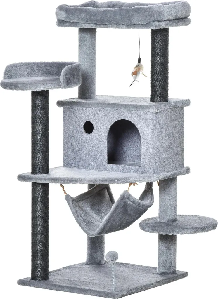 Arbre à grimper pour chat avec hamac et griffoirs en sisal naturel