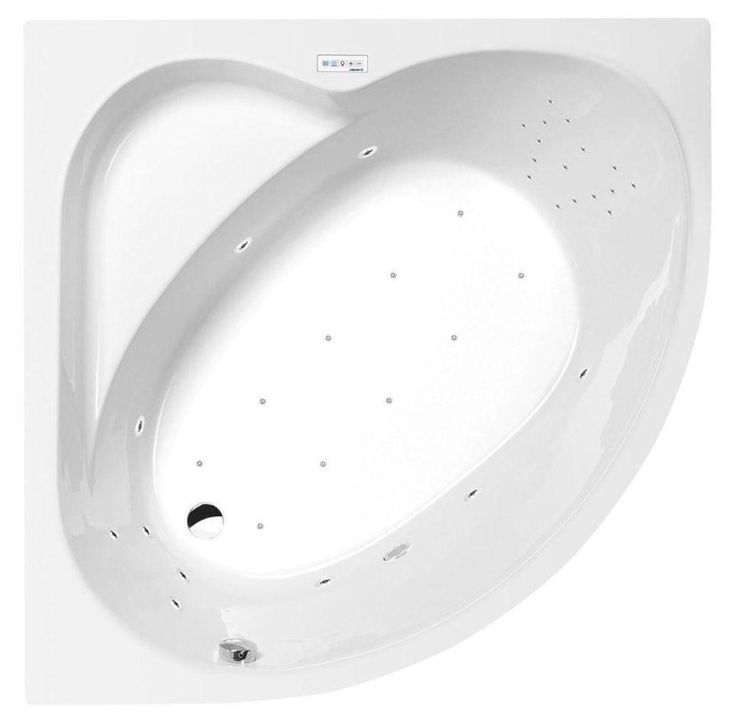 Polysan SIRIUS Whirlpool-Badewanne, 130x130x43cm, Highline Hydro-Air, Chrom
