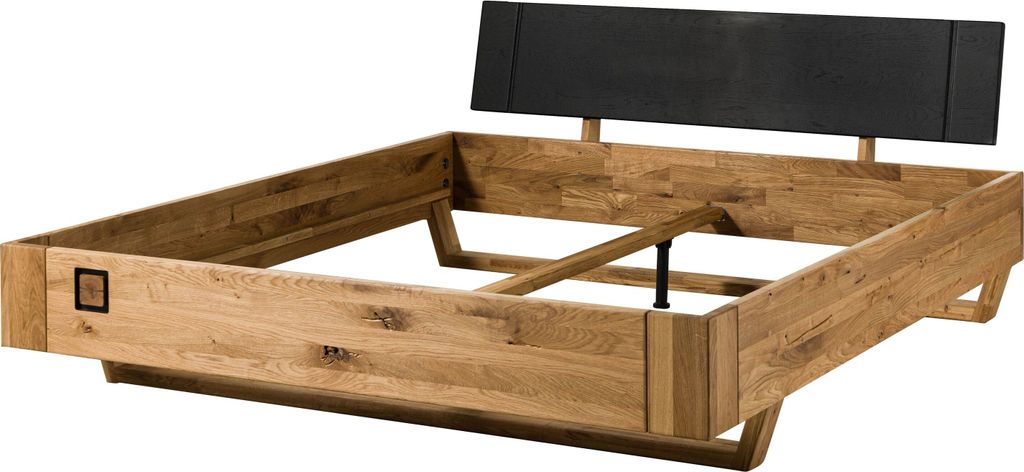 MASSIVMOEBEL24 Bett Wildeiche 200x200x81 natur geölt/lackiert KITZBÜHEL #143