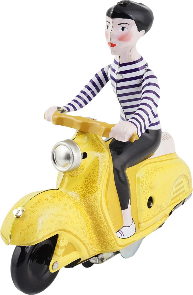 Blechspielzeug Scooter Girl ocker Mädchen auf Motorroller Roller