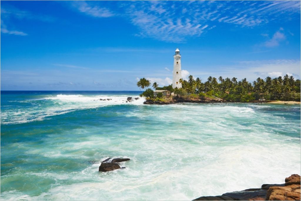 Wallario Poster - Weißer Leuchtturm auf Sri Lanka, Kunstdruck Größe: 61 x 91,50 cm