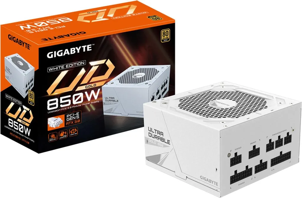 GIGABYTE UD850GM PG5W 850W Gold ATX 3.0: Alimentatore Bianco PCIe 5.0